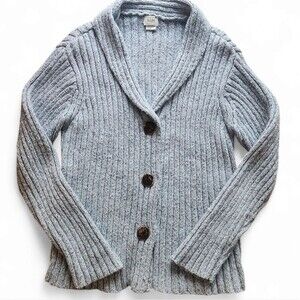 Vintage Alps brand women's cotton blend cardigan with wood buttons light blue L